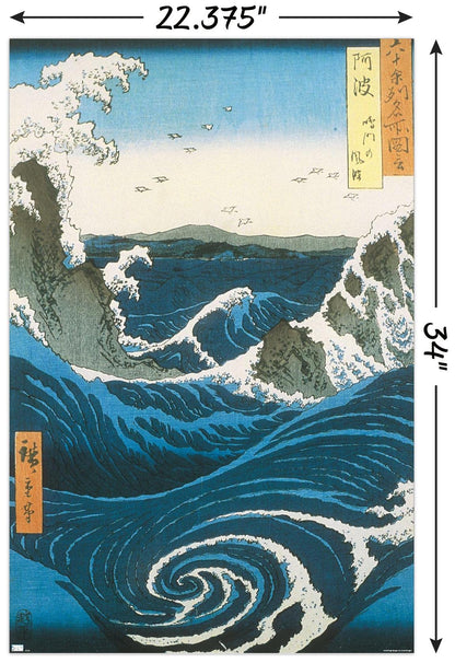 Utagawa Hiroshige Naruto Whirlpool Wall Poster 34 x 22.4 In