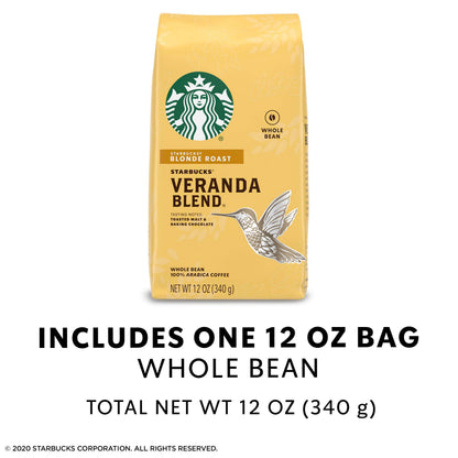 Starbucks Veranda Blend Whole Bean Coffee 12 oz (BB Jul 30 202630)