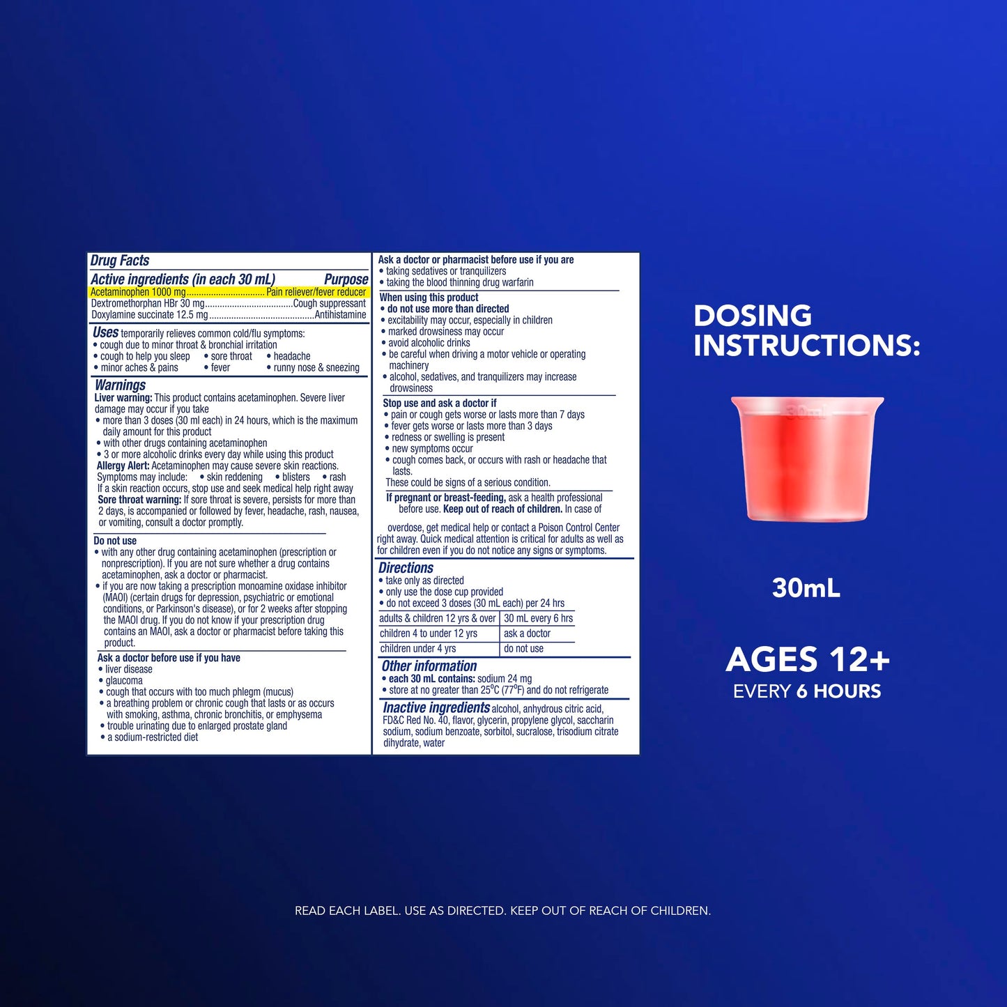 Intense Flu Liquid, Over-the-Counter 6 Hour Relief