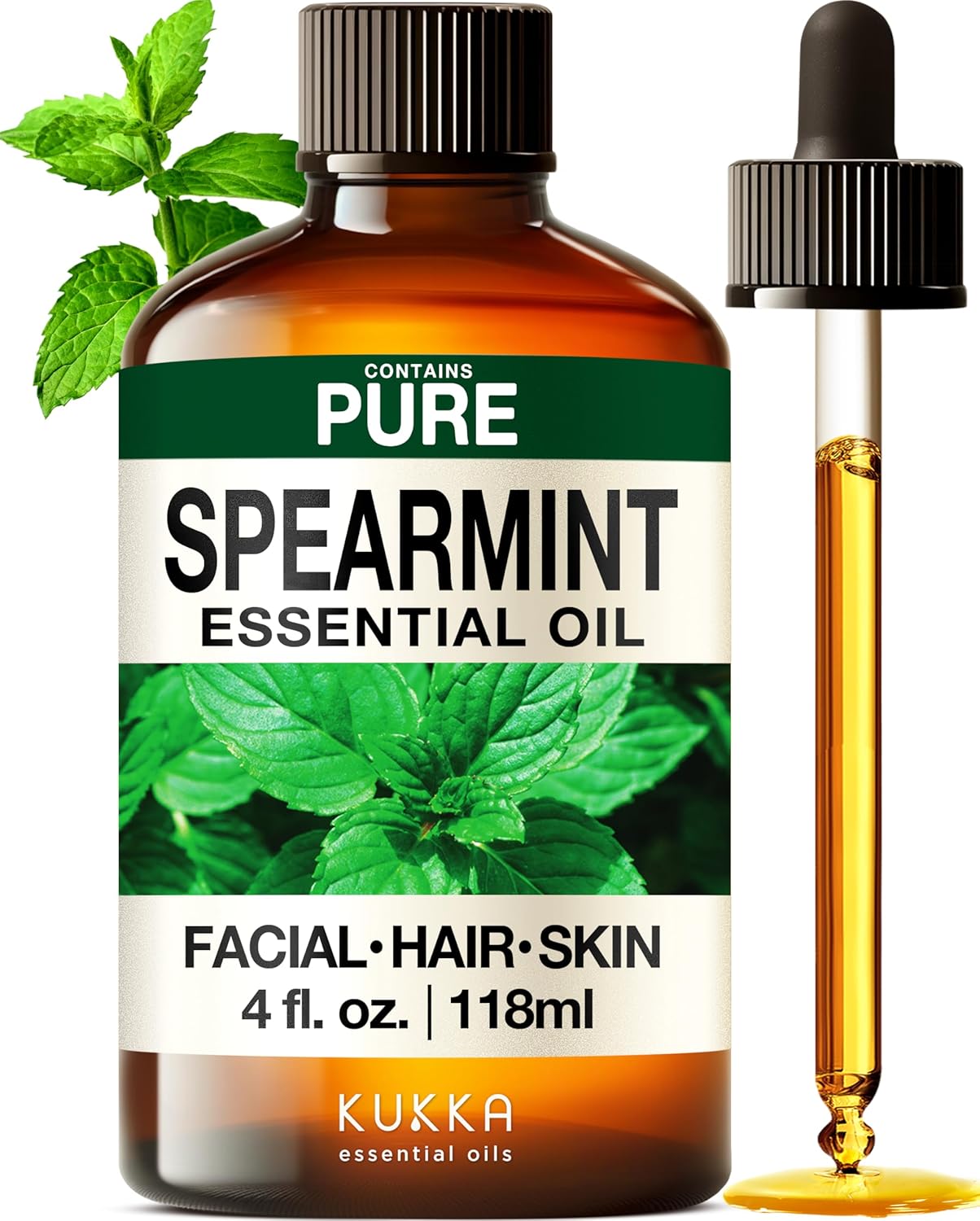 Spearmint Essential Oils - 4 Fl Oz - for Hair, Skin, Diffuser, Aromatherapy & DIY Soap Making Scent *Exp Oct 2029*