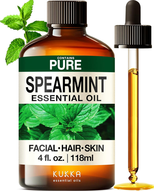 Spearmint Essential Oils - 4 Fl Oz - for Hair, Skin, Diffuser, Aromatherapy & DIY Soap Making Scent *Exp Oct 2029*