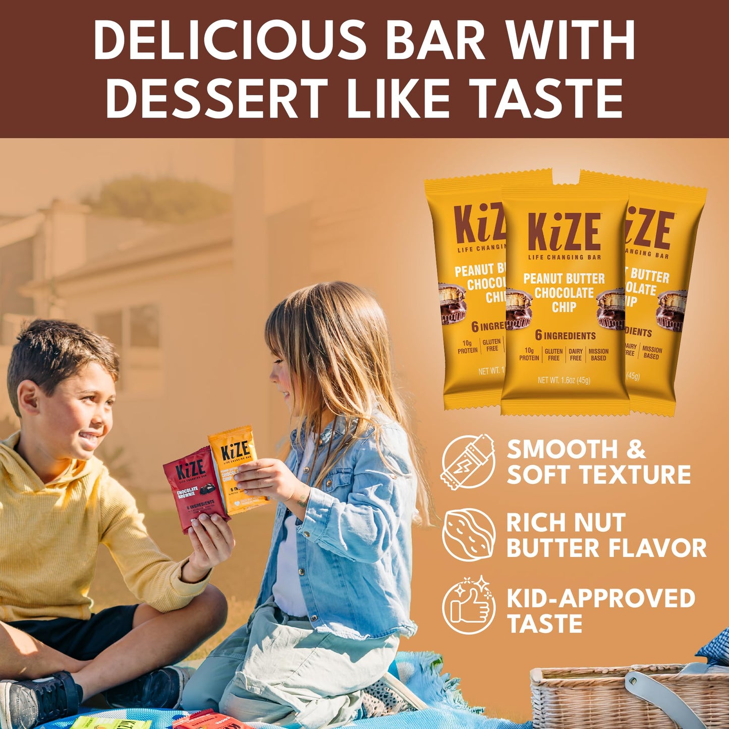 KiZE Energy Bars - Peanut Butter Chocolate Chip (Exp 11/3/2026)