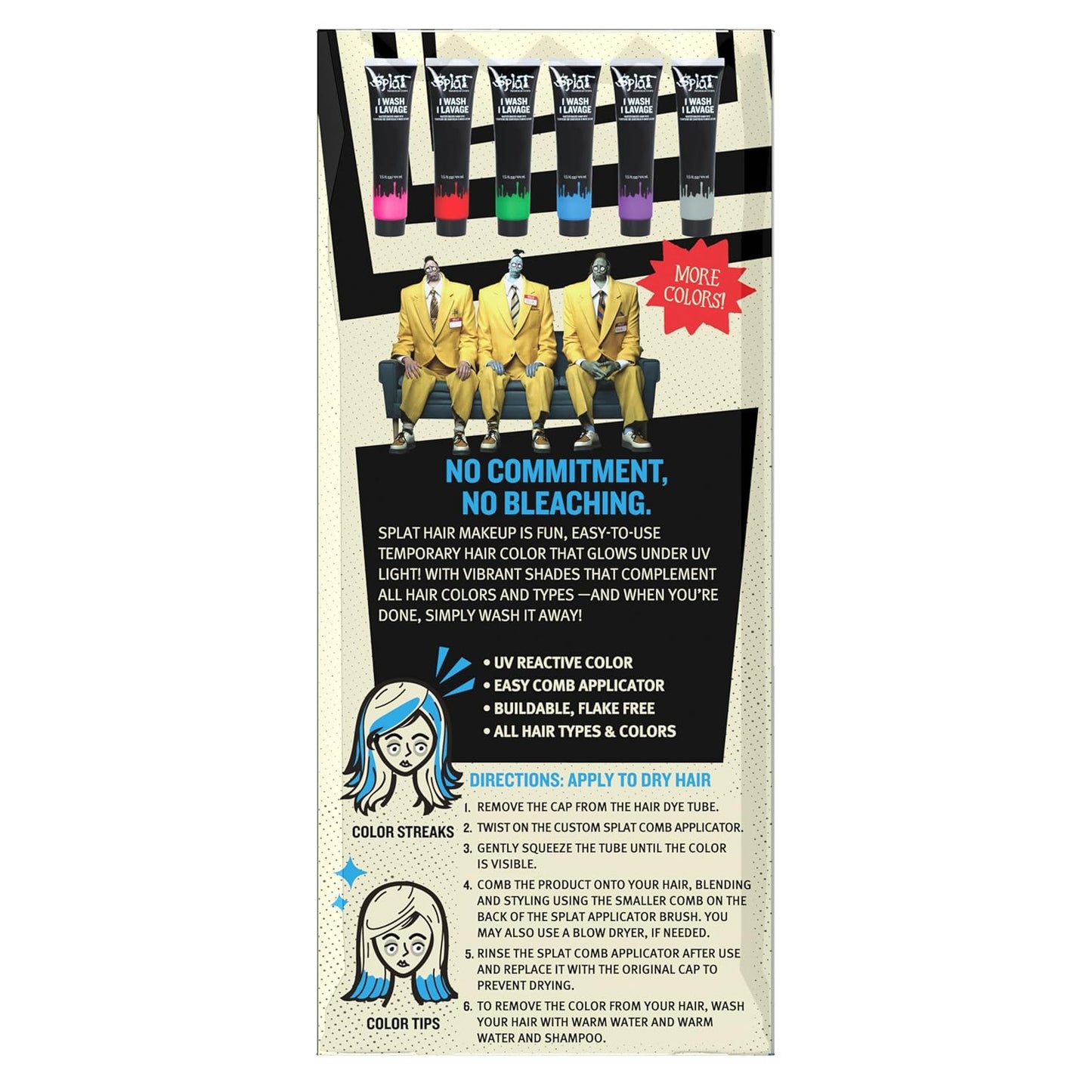Splat 1-Wash Temporary Hair Dye - Beetlejuice Beetlejuice - Bolder Blue *Damaged Packaging*