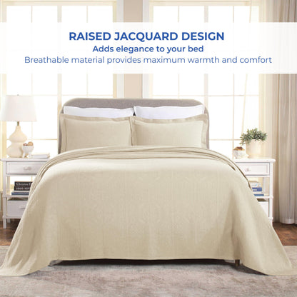 Superior Fleur De Lis Bedspread Set, Queen, Ivory