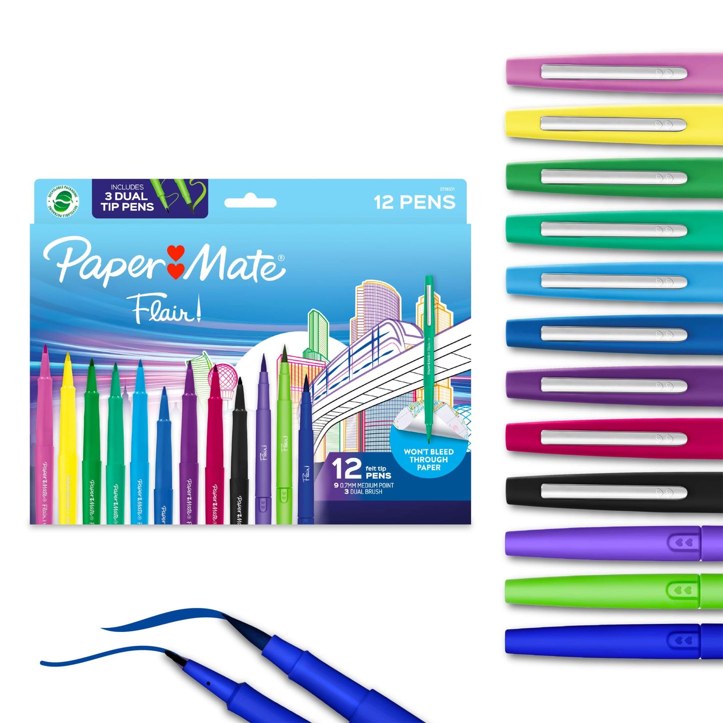 Paper Mate Flair Felt Tip Pens Variety Pack 12 Count