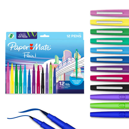Paper Mate Flair Felt Tip Pens Variety Pack 12 Count