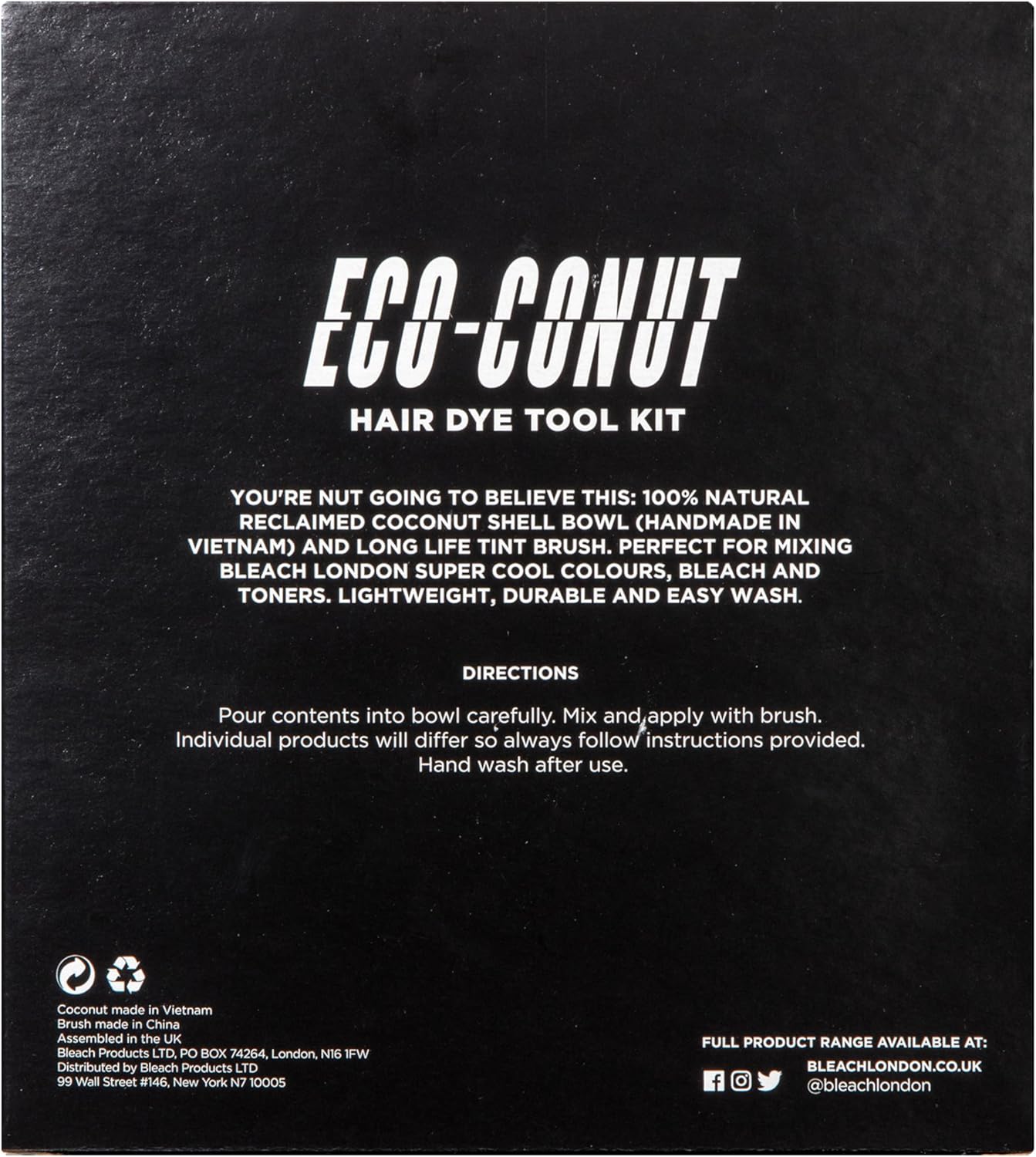 Bleach London Eco-conut Bowl - Reusable non-plastic tool kit including bowl and tint brush *Damaged Packaging