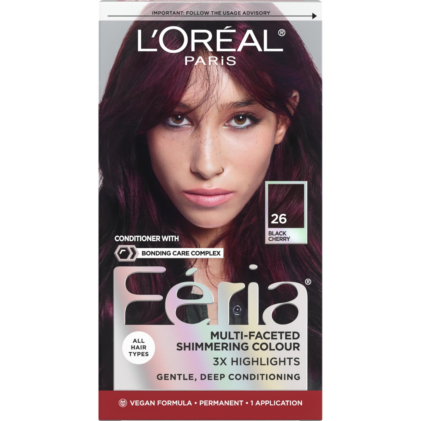 L Oreal Paris Feria Shimmering Permanent Hair Color 26 Black Chery