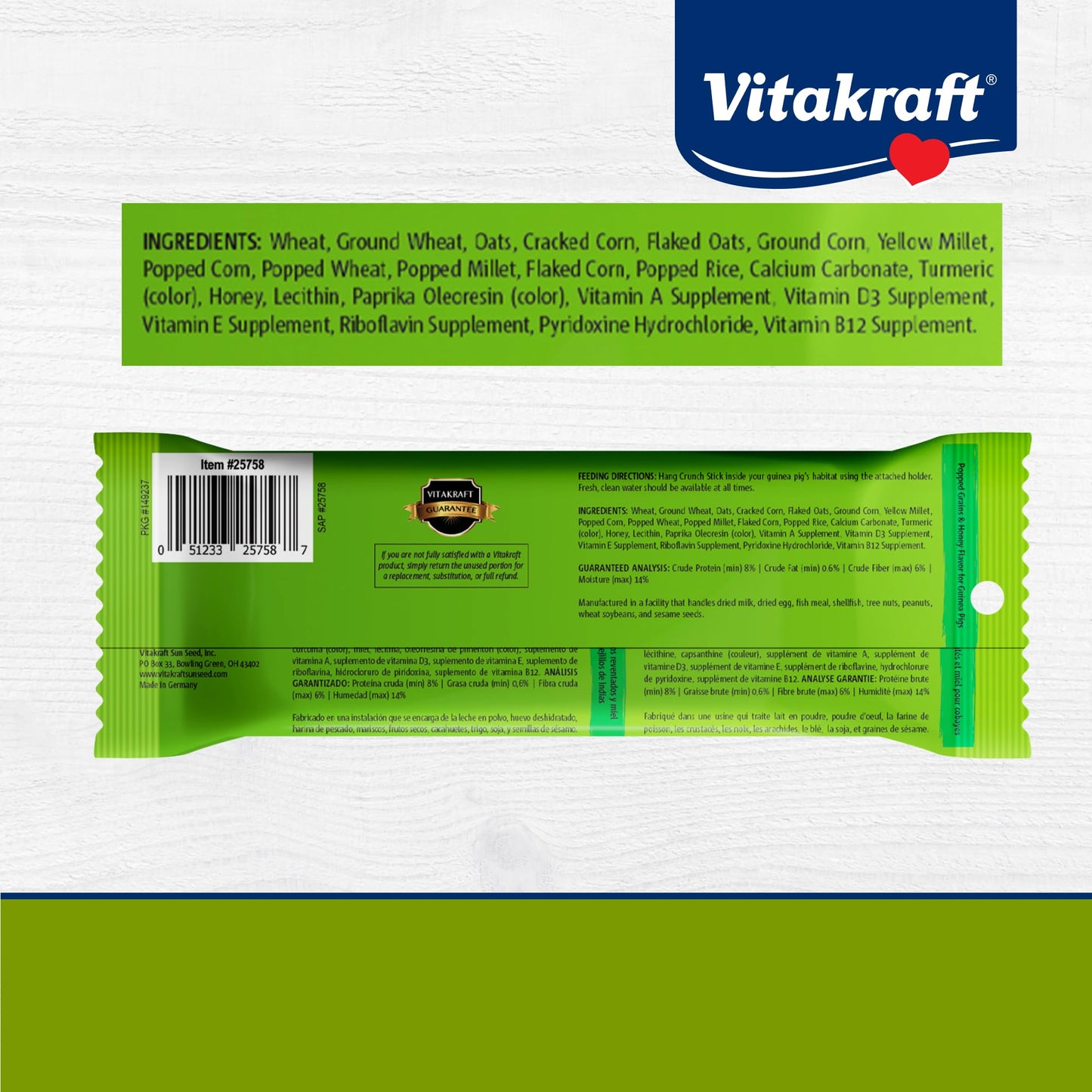 Vitakraft Crunch Sticks Guinea Pig Treat Honey 2ct (Exp. 05/13/2027)
