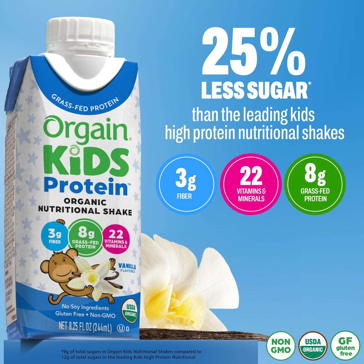 Orgain Kids Nutritional Protein Shakes Vanilla 8.25oz 12pk (Exp. 12/14/2026)
