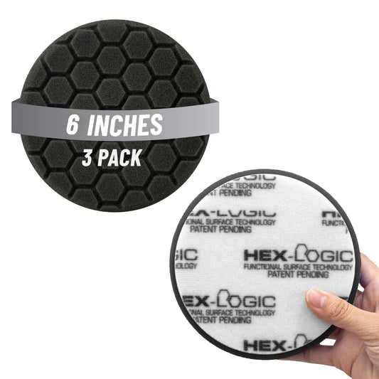 Chemical Guys Hex-Logic Finishing Pad Black (6.5 Inch) (3 Pack) – Ultra Soft Foam Pads for Wax, Sealant & Glaze Application On Large Panels