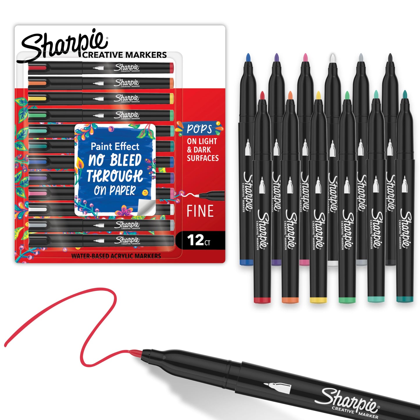 Sharpie Water-Based Acrylic Paint Markers 12 Count