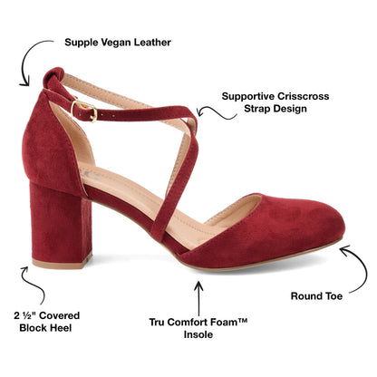 Journee Foster Ankle-Strap Pump Wine - Women's SIZE: 10 M