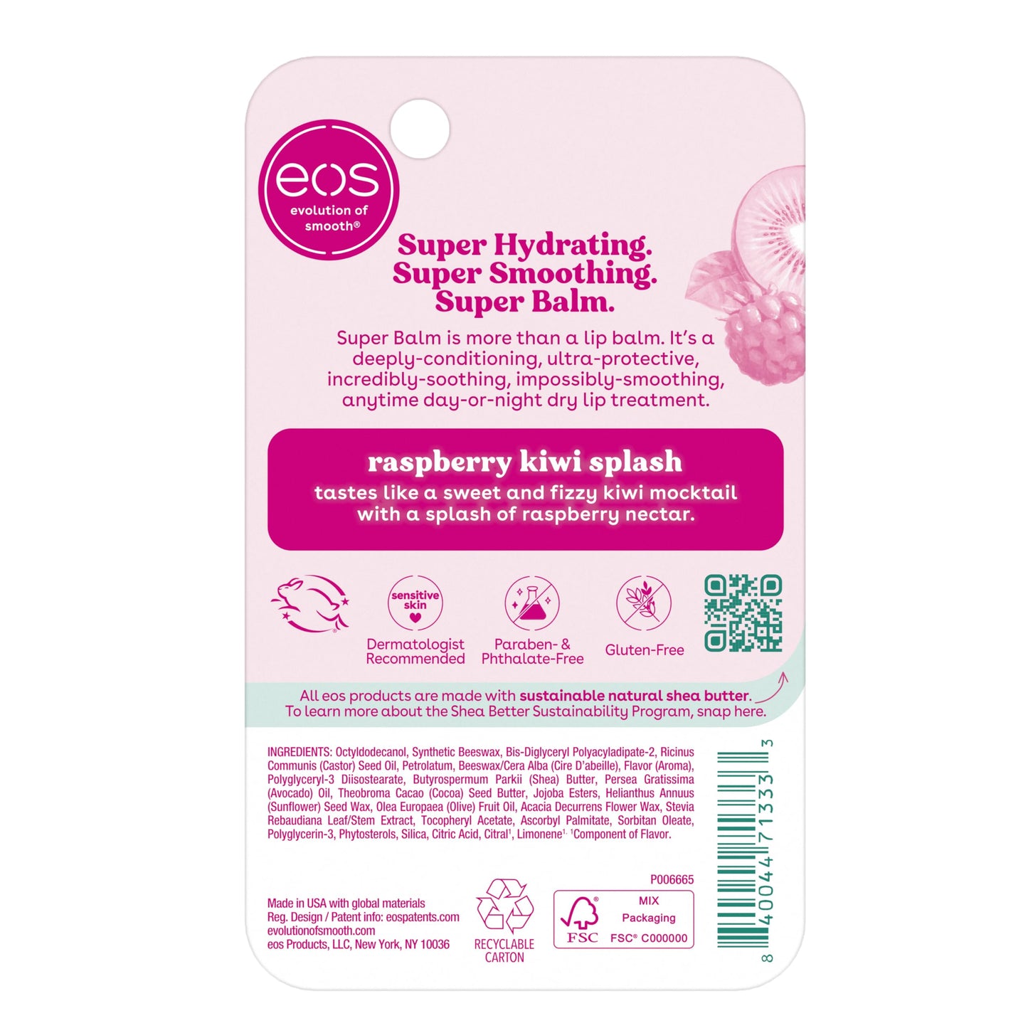 eos 24H Moisture Super Balm- Raspberry Kiwi Splash, Lip Balm, 0.35 fl oz