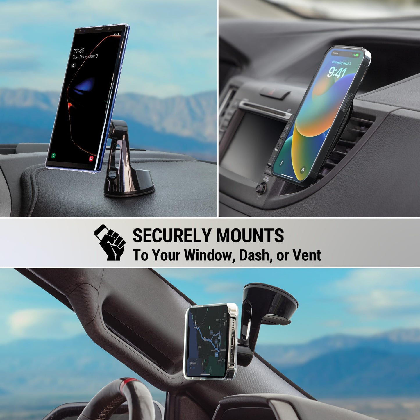 Scosche MagicMount Pro MS 3-in-1 Magnetic Phone Mount