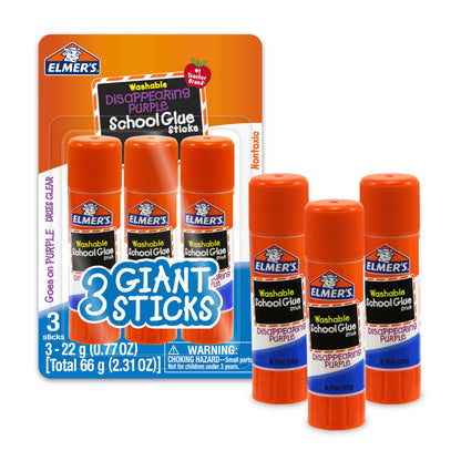 Elmer's Purple School Glue Sticks, 3 Count