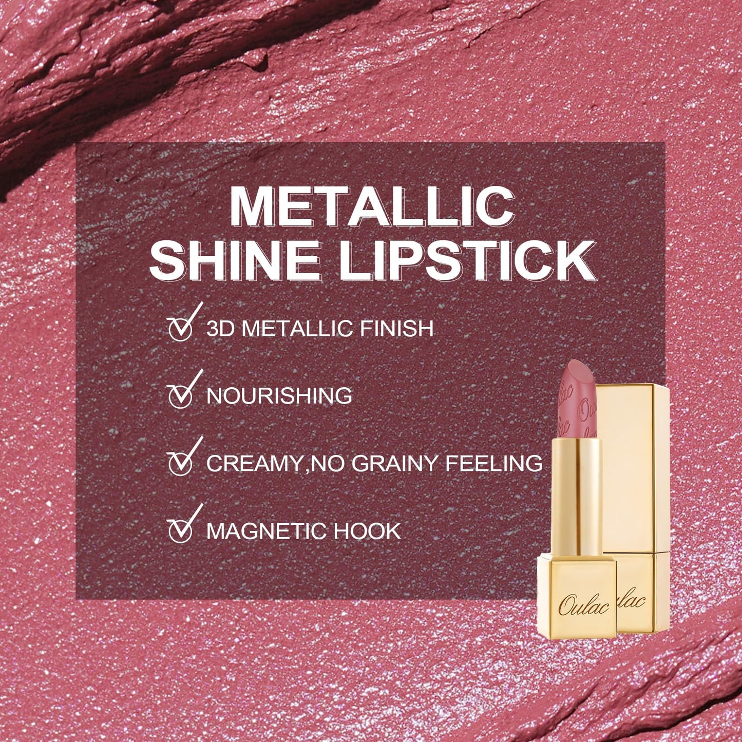 Oulac Metallic Lipstick, Mauve Babe GM04