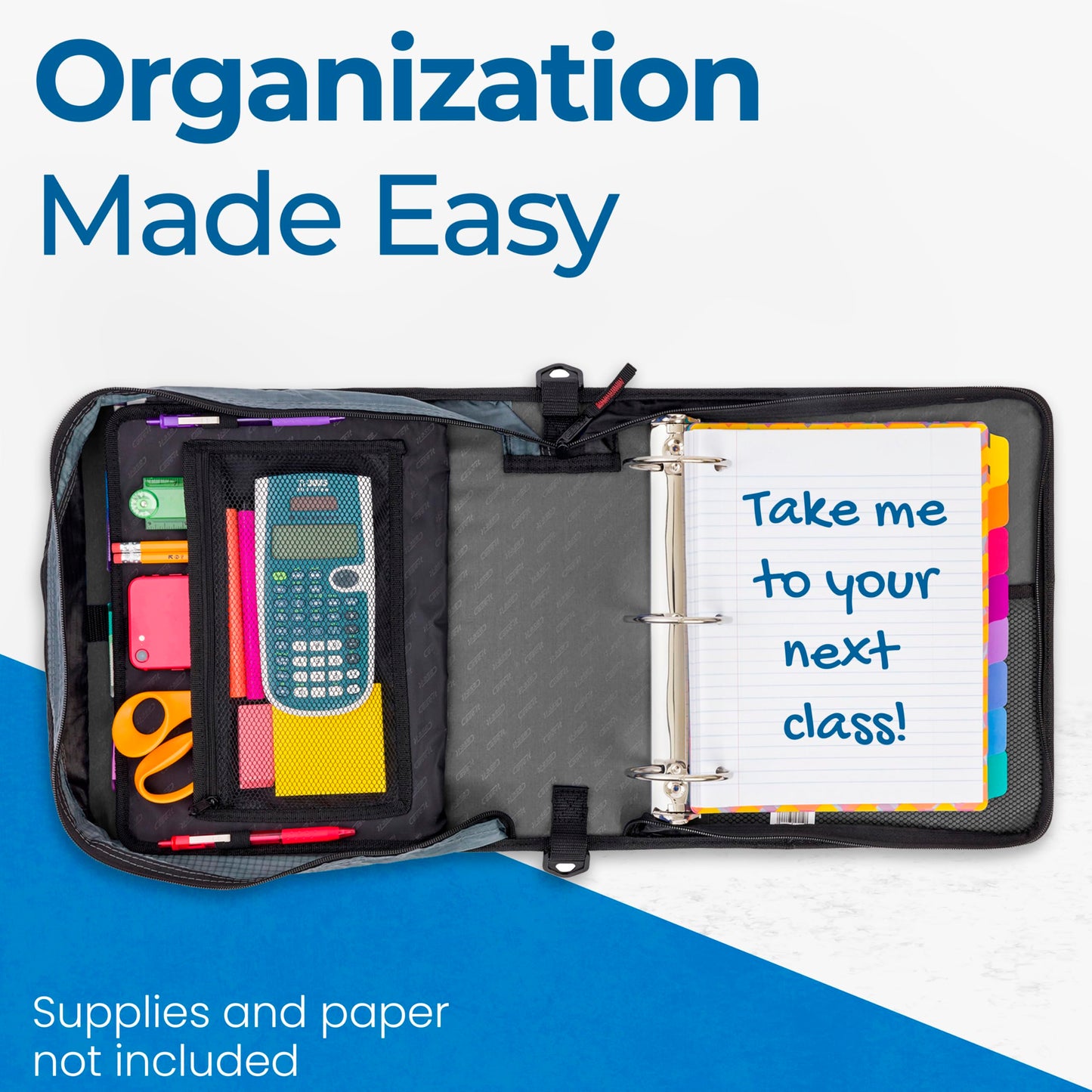 Case-it Mighty Zip Tab School Zipper Binder