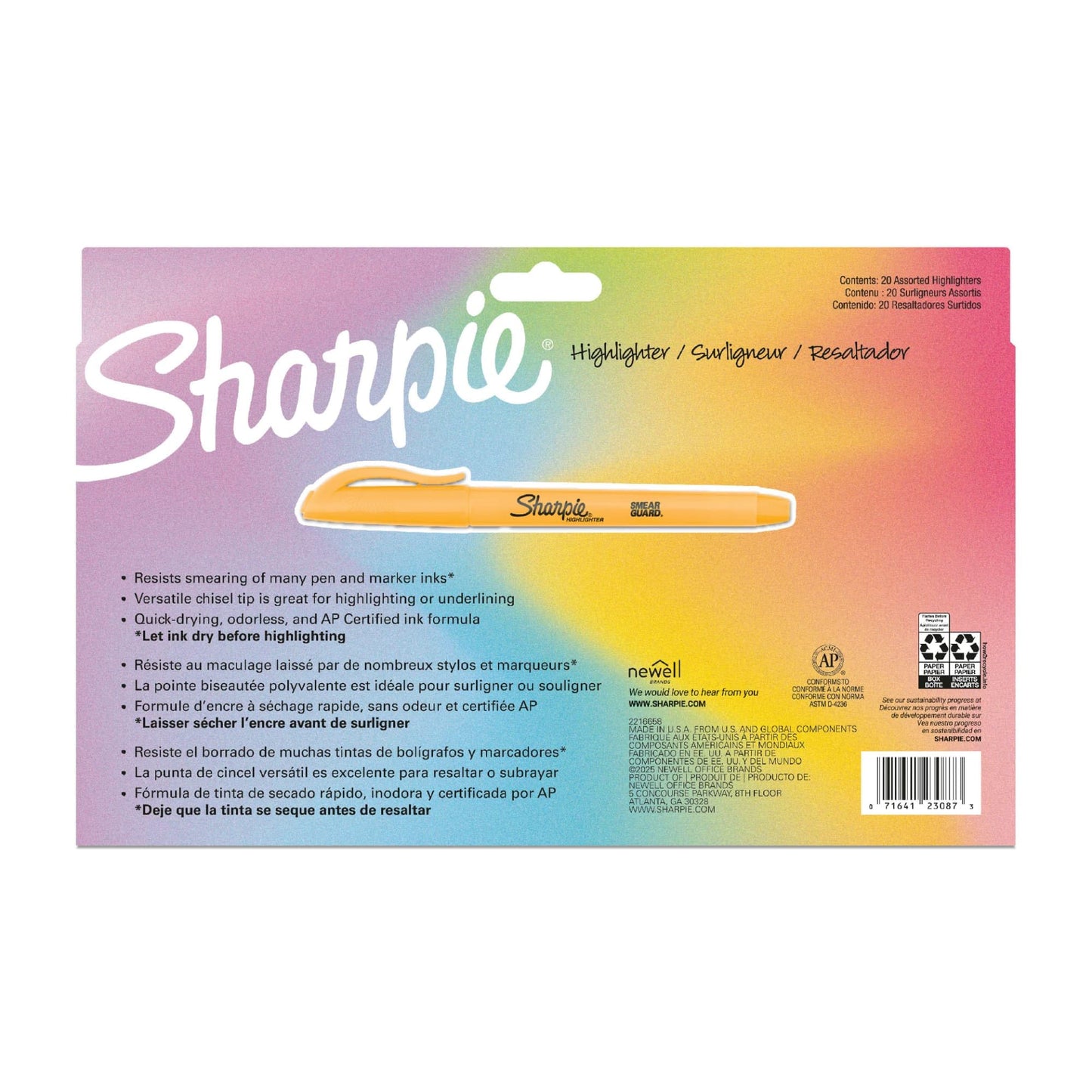 Sharpie Pocket Highlighters, Narrow Chisel Tip
