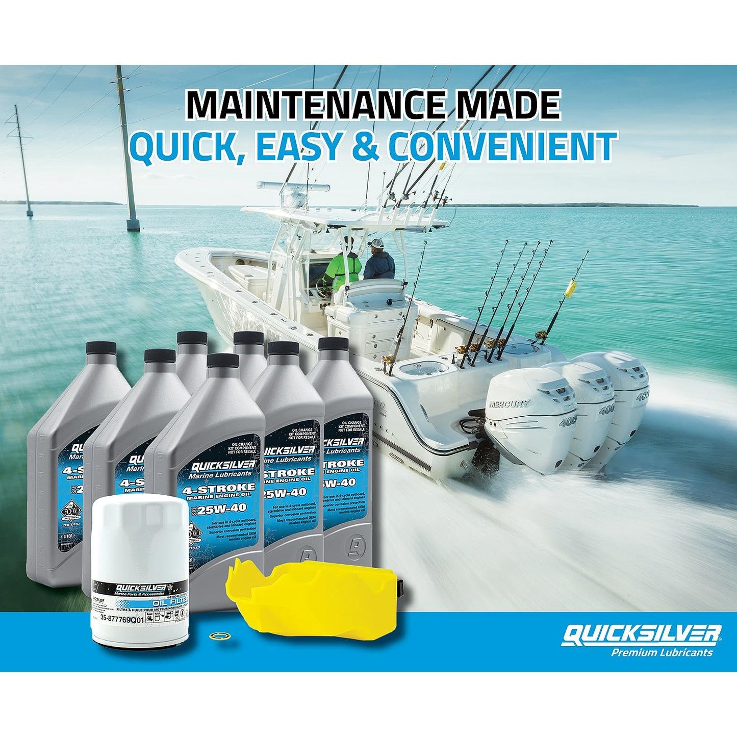 Quicksilver 25W-40 Oil Change Kit Mercury Verado Outboards