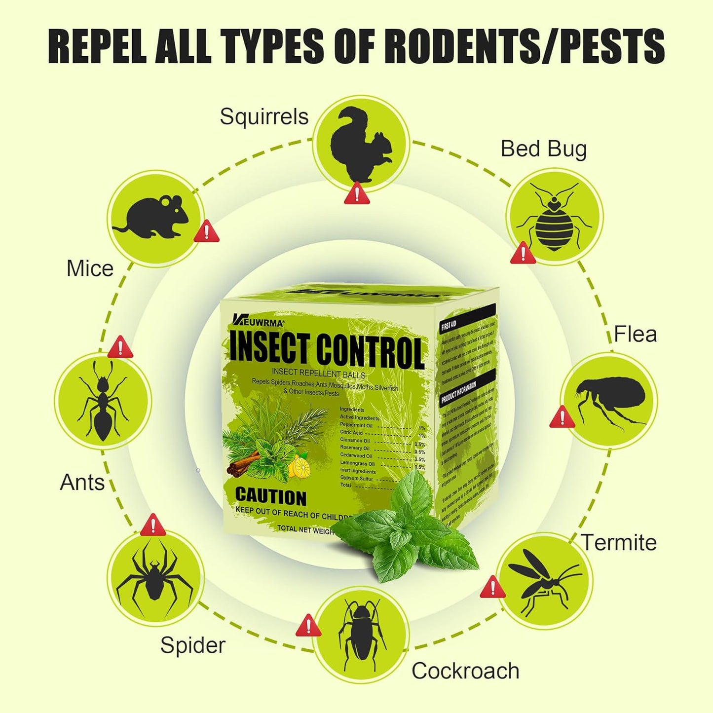 Rodent Repellent Pouches 8 Pcs Mice Repellent Indoor, Natural Peppermint Insect Deterrent Pouches