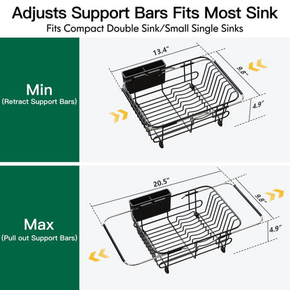JASIWAY In-Sink Dish Drying Rack with Cup & Utensil Holder