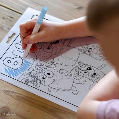 Bendon Inc. Bluey 16 Page Imagine Ink Coloring Book with 6 Mini Mess Free Markers, 57851