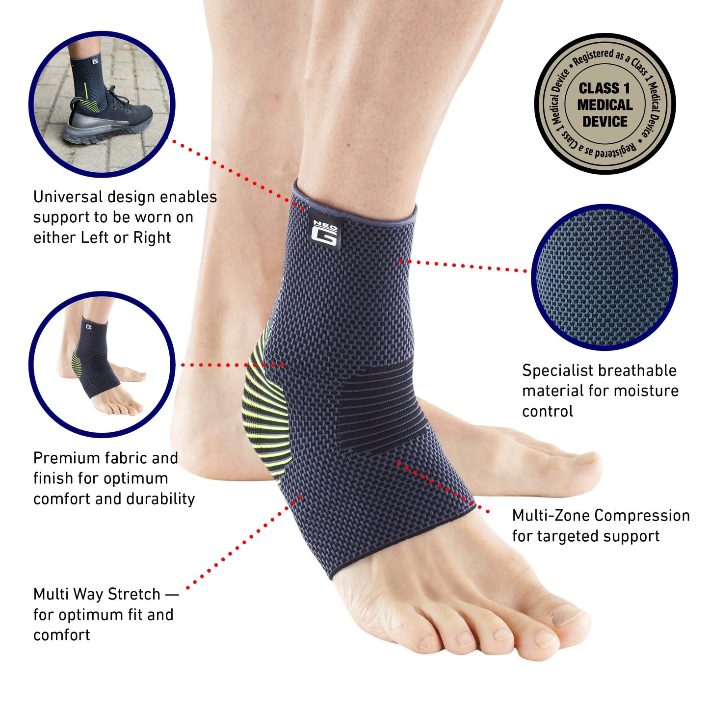 Neo-G Ankle Compression Sleeve Sports - M