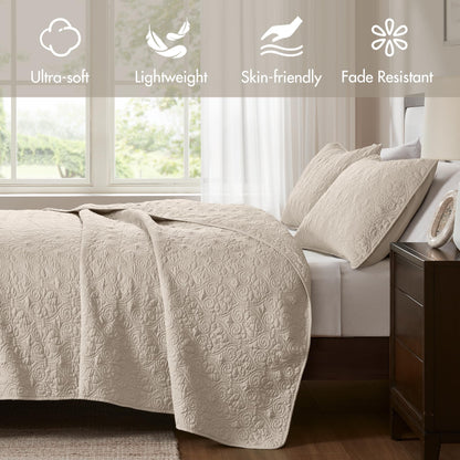 Superior Fleur De Lis Bedspread Set – Queen, Ivory