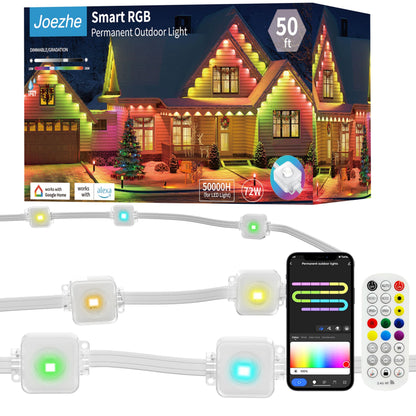 Permanent Outdoor Lights, 50ft with 36 LED Lights, IP67 Water-Proof, Compatible with Alexa, Assistant