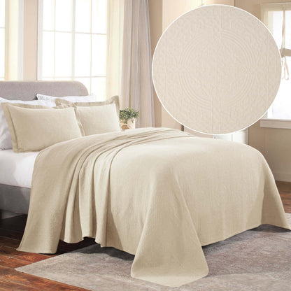 Superior Fleur De Lis Bedspread Set, Queen, Ivory