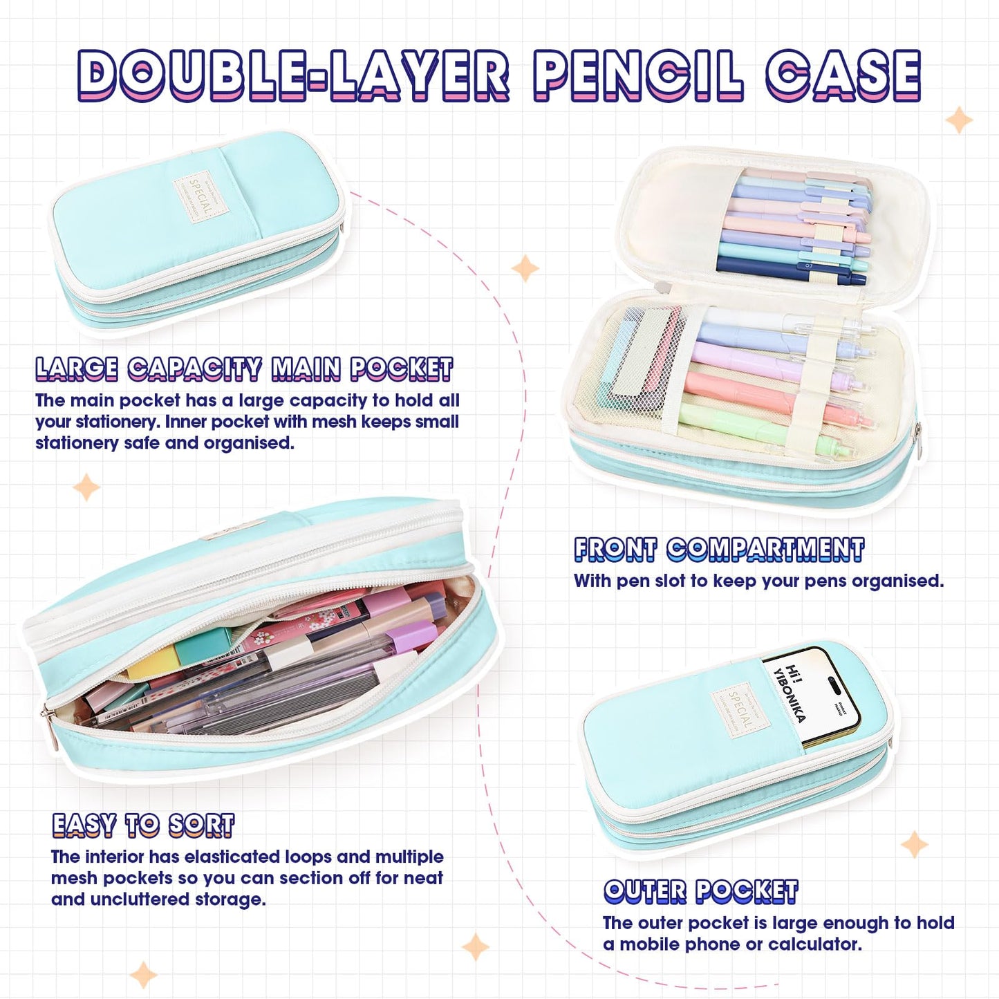 Focxoio 110-Piece Aesthetic School Supplies Set with Pen Case