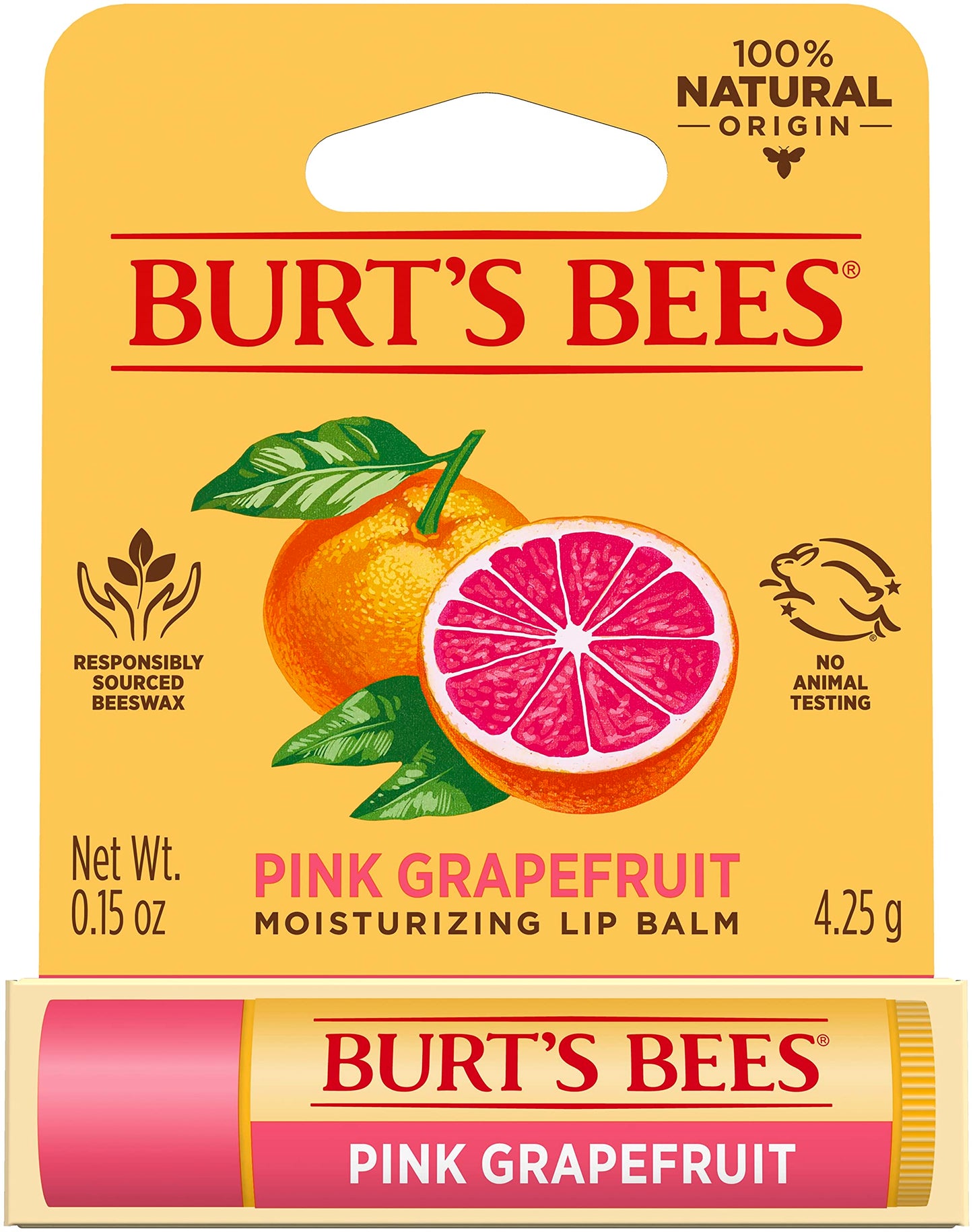 Burt's Bees 100% Natural Lip Balm, Pink Grapefruit