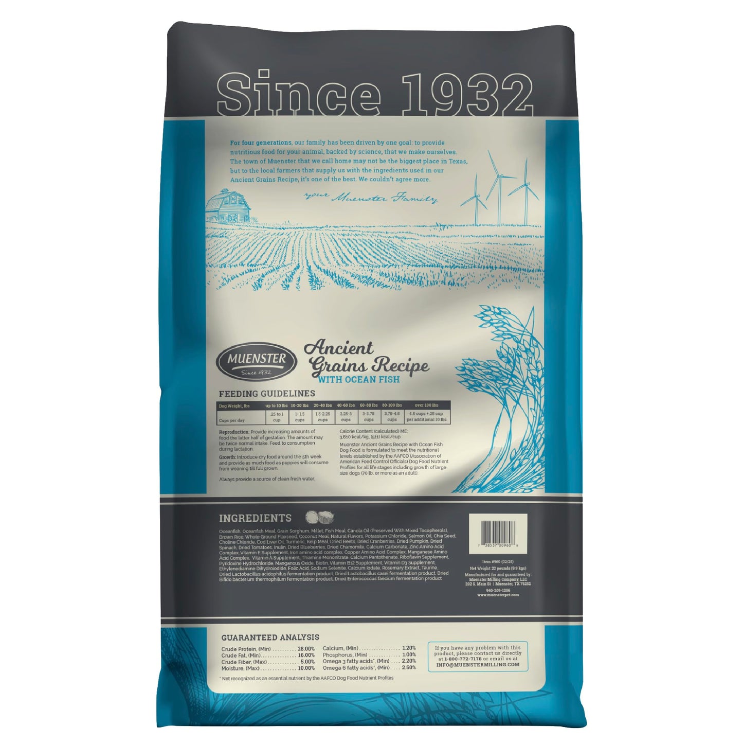Muenster Ancient Grains Ocean Fish Dog Food 22lb (Best By 09/10/2026)