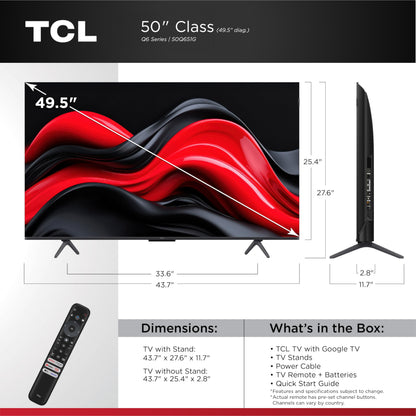 TCL 50-Inch Q65 QLED 4K UHD Smart TV with Google TV