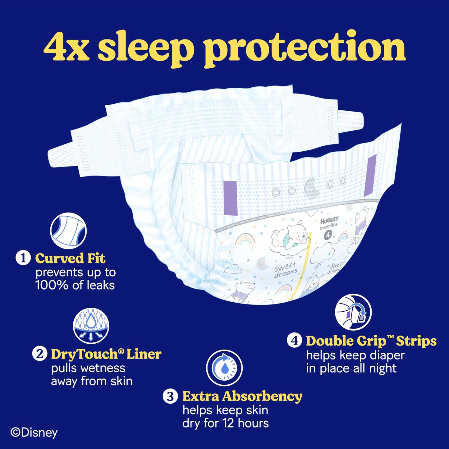 Huggies 7 Overnight Diapers (41+ lbs), 36 Ct