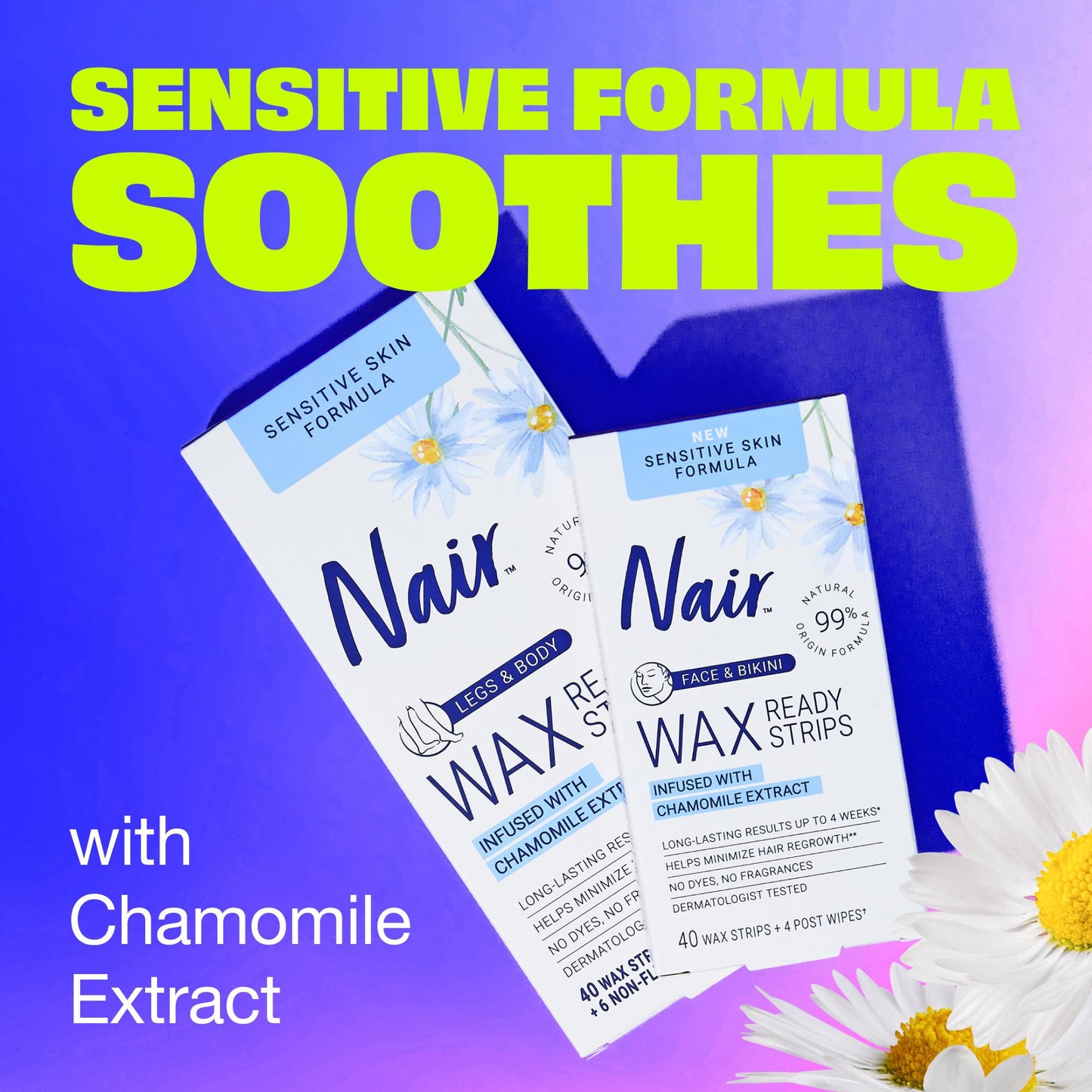 Nair Sensitive Hair Remover Mess-Free Wax Ready Strips 40 Count
