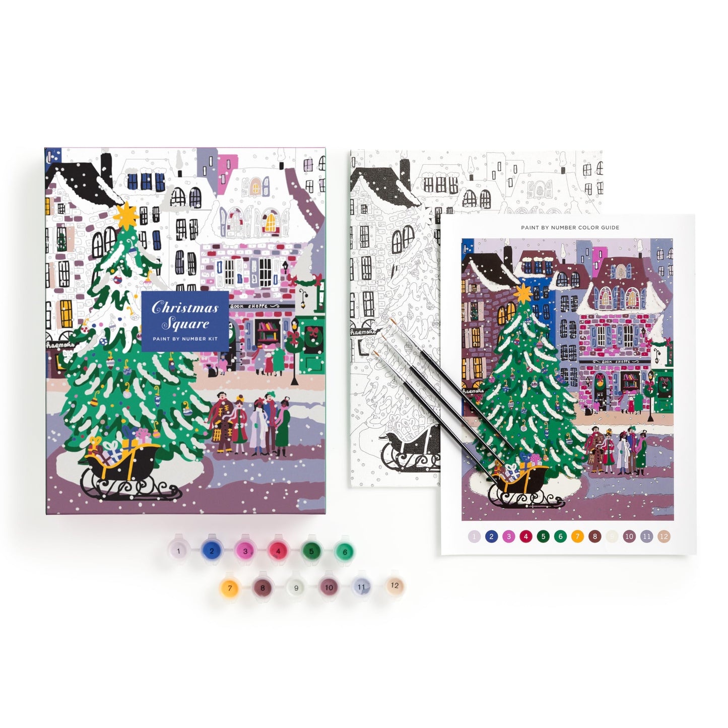 Galison Joy Laforme Christmas Square – Paint By Numbers Kit