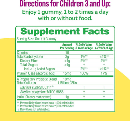 Culturelle Daily Probiotic for Kids + Veggie Fiber Gummies (Ages 3+) 30 Count Berry Flavor - Probiotics for Digestive Health & Immune Support Plus Vitamin C Kids Boost *Exp 12/25*