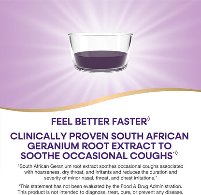 Nature's Way Sambucus Cough Relief +(1) Immune* Syrup, Feel Better Faster(1) Clinically Proven South African Geranium, with Elderberry Extract, Vitamin C & Zinc, Vegan, 4 Fl Oz (Packaging May Vary) *Exp 5/31/26*