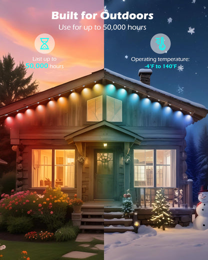 50Ft Permanent Outdoor Lights, IP67 Waterproof Smart Lighting, with App/Remote Control