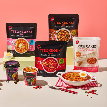 O'Food Tteokbokki Korean Rice Cakes with Sauce (Pack of 1, Plain Rice Cakes) (EXP: 04/26)