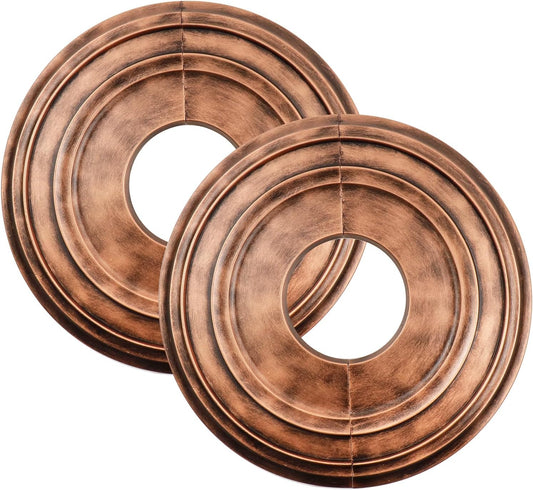 Woogim 12 Bronzer PU Ceiling Medallions Home Lighting Ceiling Medallions Round Ceiling Medallion for Light Fixtures Ceiling Trim 2PCS