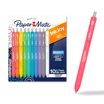 Paper Mate InkJoy Gel Bright Pens, Medium Point (0.7mm) 10 Count