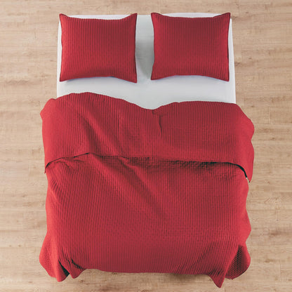 Levtex Home Cross Stitch Bedspread Set - King Bedspread, 2 Shams - Red - Cotton