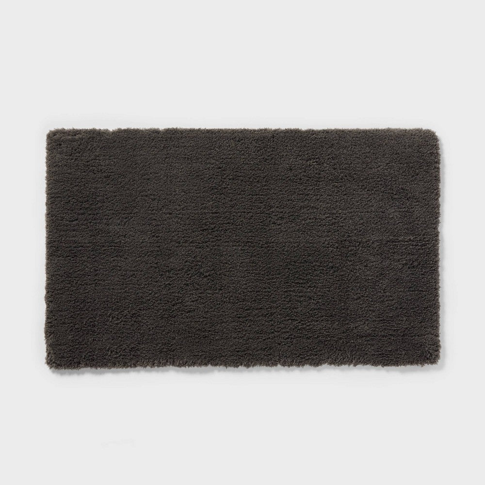 24x40 Spa Plush Bath Rug Dark Gray - Threshold : Machine Washable, Tufted Polyester, Latex Backing
