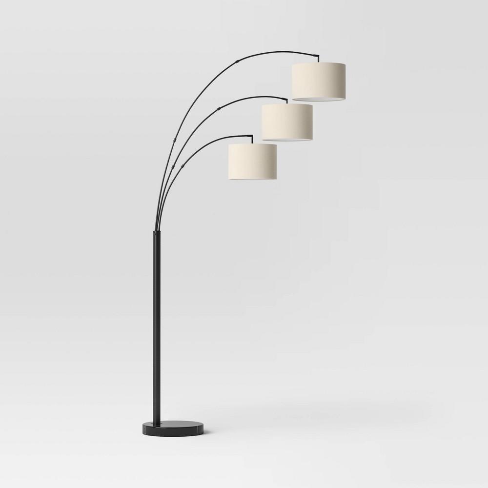 82"x56" Avenal 3-Head Shaded Arc Floor Lamp Black