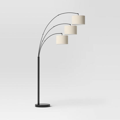 82"x56" Avenal 3-Head Shaded Arc Floor Lamp Black