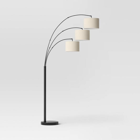 82"x56" Avenal 3-Head Shaded Arc Floor Lamp Black