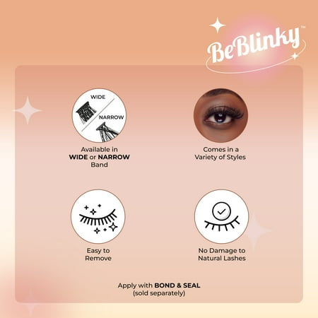 KISS BeBlinky Narrow Band, False Eyelashes, Natural, 9mm-16mm, 120 Wisps